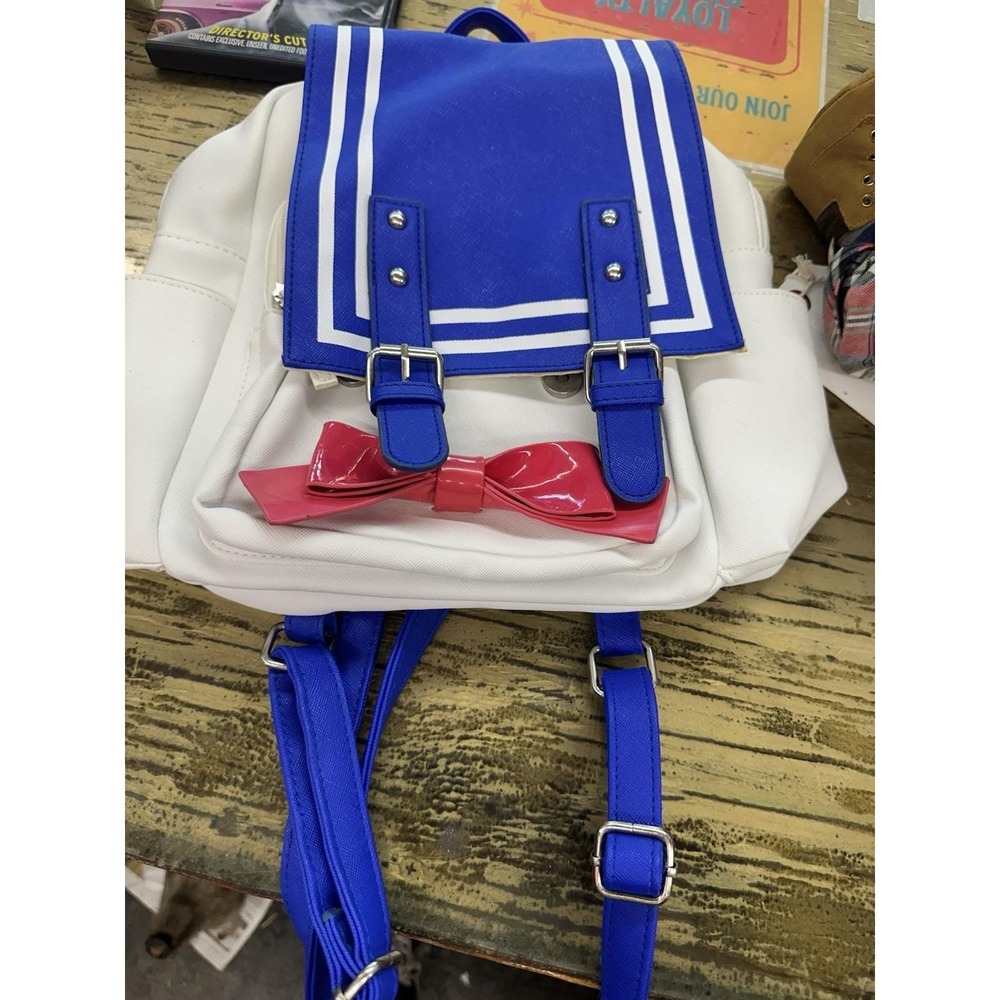 Sailor Moon Uniform Backpack Hot Topic Bow Cosplay adjustable straps white red